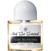 Perfume bottle of She Swayed Like Blossoms by Bois et Fleurs Parfums, featuring solar notes, peach, jasmine, lily, vanilla, and benzoin.