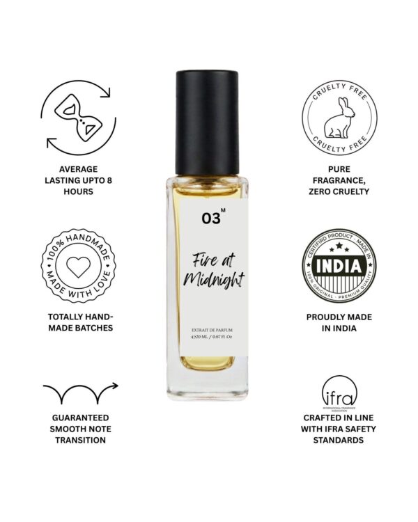 Fire at Midnight luxury perfume packaging India 20ml bottle