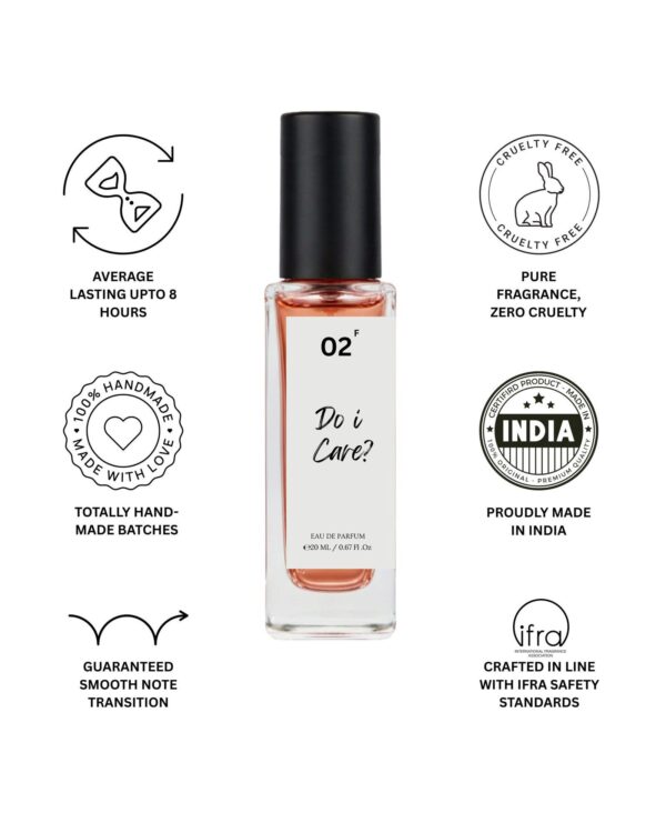 “Do I Care? eau de parfum box and bottle – handcrafted small batch women’s perfume made in India”20 ml
