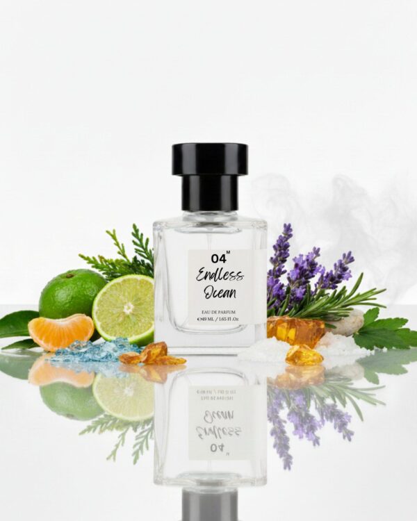 endless ocean with notes.jpg | Bois et Fleurs Parfums Endless Ocean Eau de Parfum minimalist bottle design with notes 49ml