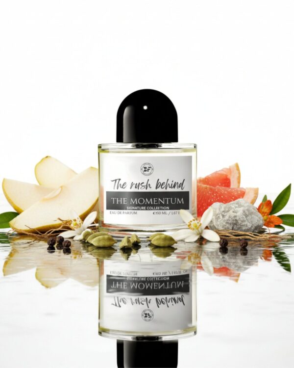 The Momentum Perfume – Olfactory Notes & Fragrance Pyramid.jpg | Bois et Fleurs Parfums Olfactory notes of an office wear perfume with pear, grapefruit, lavender, and woody base